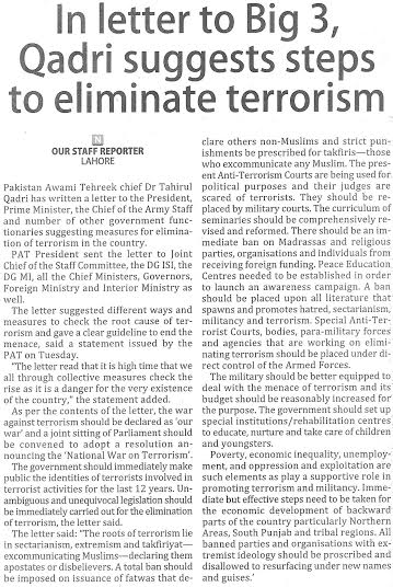 تحریک منہاج القرآن Minhaj-ul-Quran  Print Media Coverage پرنٹ میڈیا کوریج Daily The Nation Page 3